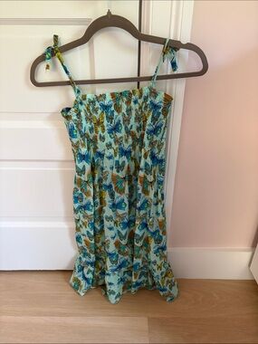 Vilebrequin Butterfly Print Sundress in Aqua, Teal, and Yellow